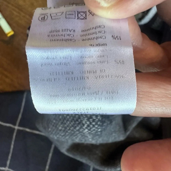 ROSSO35 Knit Virgin Wool & Cashmere 3/4 Sleeve Boxy Sweater Womens Size 44/ L - Picture 10 of 10